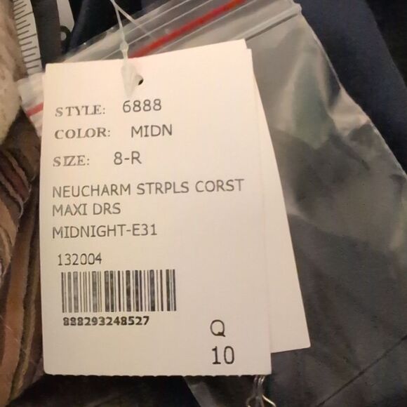 NWT After Six Corset Satin Maxi Dress  Draped Column Skirt Midnight Navy Size 8 - Picture 7 of 16